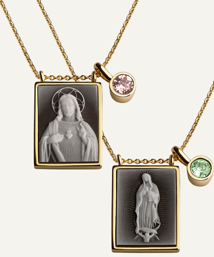 Set de 2 Collares Escapularios - Sagrado Corazón y Vírgen de Guadalupe