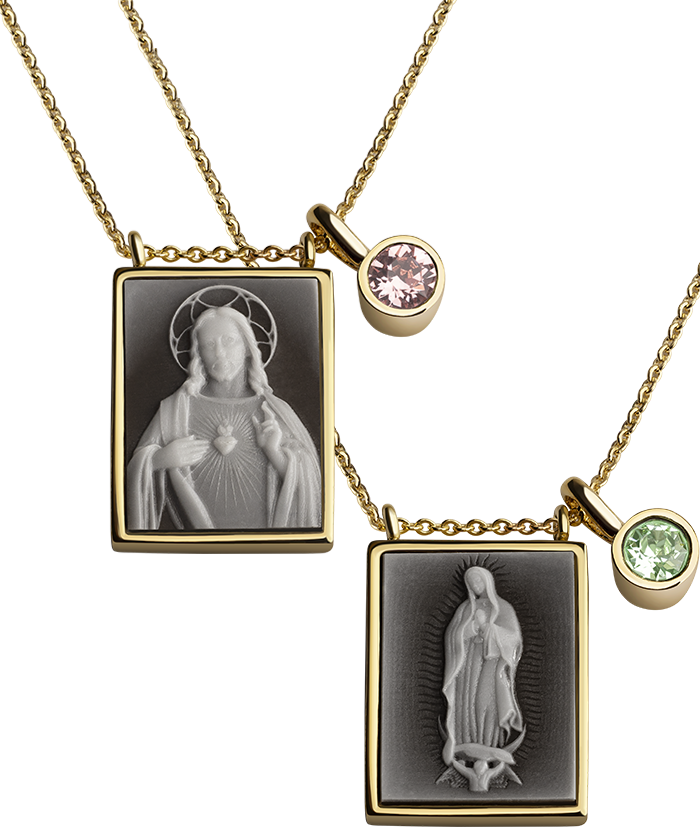 Set de 2 Collares Escapularios - Sagrado Corazón y Vírgen de Guadalupe